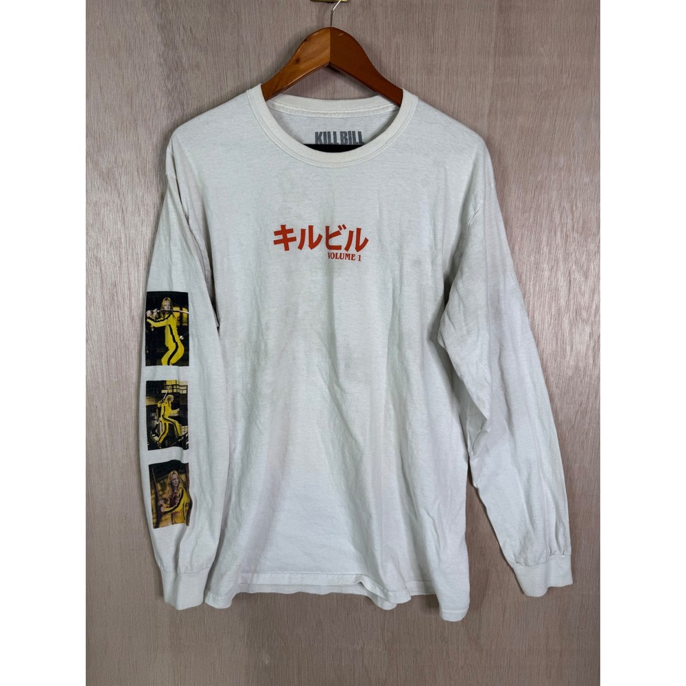Kill Bill Vol 1 Movie Graphic Long Sleeve T-Shirt Mens White Katakana Large